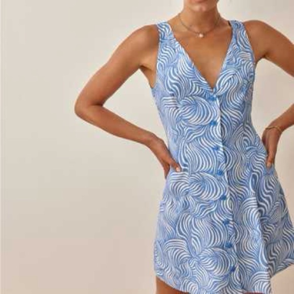 Reformation blue wave mini dress